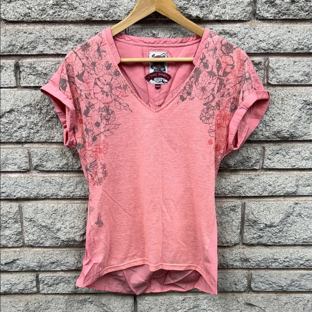 Coral Floral V-Neck Women's Tee